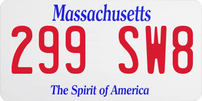 MA license plate 299SW8