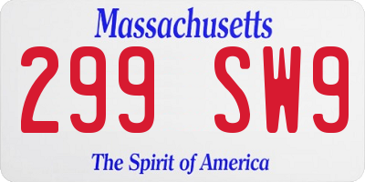 MA license plate 299SW9