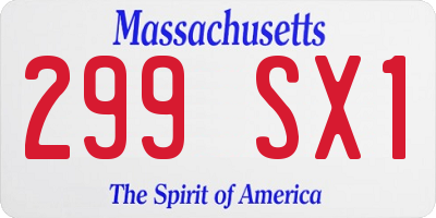 MA license plate 299SX1