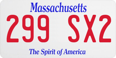 MA license plate 299SX2
