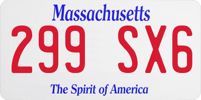 MA license plate 299SX6
