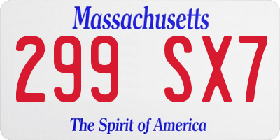 MA license plate 299SX7