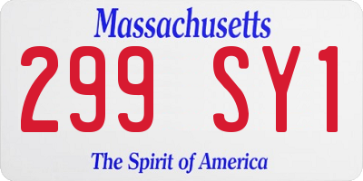 MA license plate 299SY1