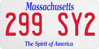 MA license plate 299SY2