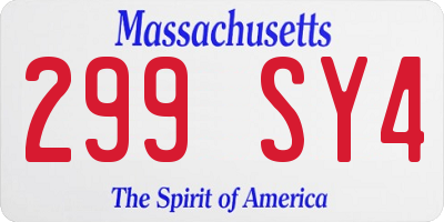 MA license plate 299SY4