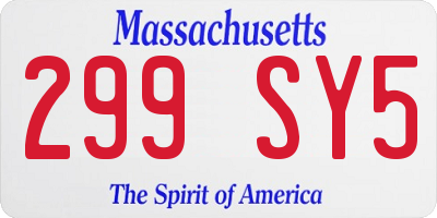 MA license plate 299SY5