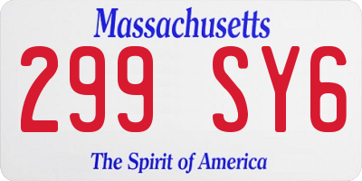 MA license plate 299SY6