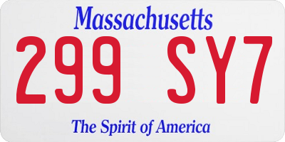 MA license plate 299SY7
