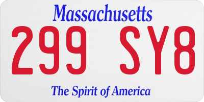 MA license plate 299SY8