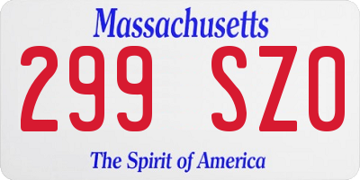 MA license plate 299SZ0