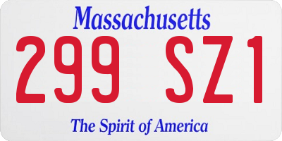 MA license plate 299SZ1