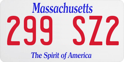 MA license plate 299SZ2