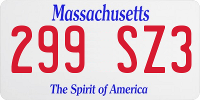 MA license plate 299SZ3