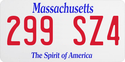 MA license plate 299SZ4