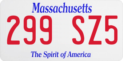 MA license plate 299SZ5