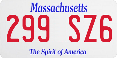 MA license plate 299SZ6