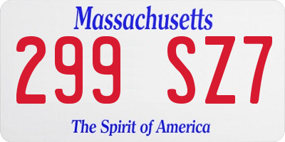 MA license plate 299SZ7