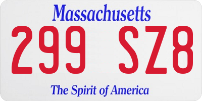 MA license plate 299SZ8