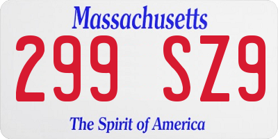 MA license plate 299SZ9