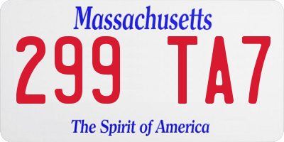 MA license plate 299TA7