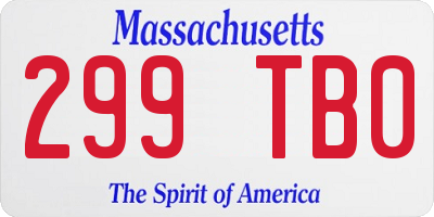 MA license plate 299TB0