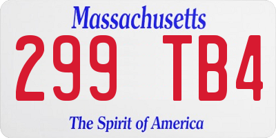 MA license plate 299TB4