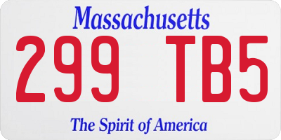 MA license plate 299TB5