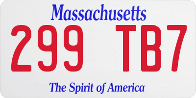 MA license plate 299TB7