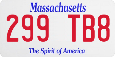 MA license plate 299TB8