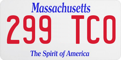 MA license plate 299TC0