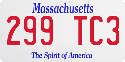 MA license plate 299TC3