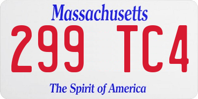 MA license plate 299TC4