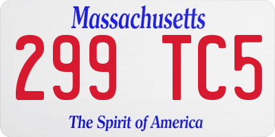 MA license plate 299TC5