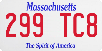 MA license plate 299TC8