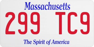 MA license plate 299TC9
