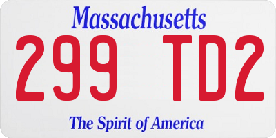 MA license plate 299TD2