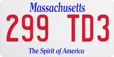MA license plate 299TD3