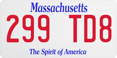 MA license plate 299TD8