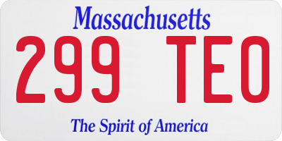 MA license plate 299TE0