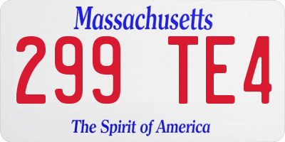 MA license plate 299TE4