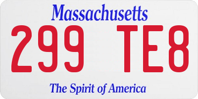 MA license plate 299TE8