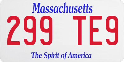 MA license plate 299TE9