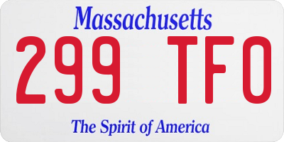 MA license plate 299TF0