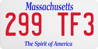 MA license plate 299TF3