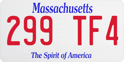 MA license plate 299TF4