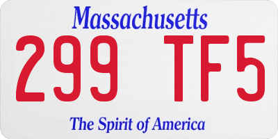 MA license plate 299TF5