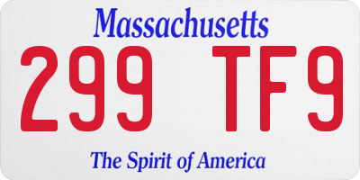 MA license plate 299TF9