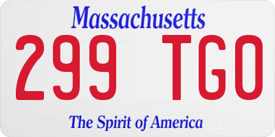 MA license plate 299TG0