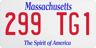 MA license plate 299TG1