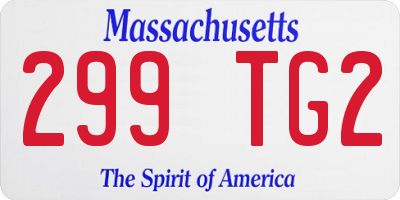 MA license plate 299TG2